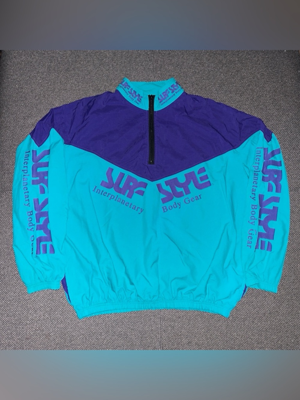 Rare 90s Surf Style Interplanetary Body Gear Pullover Jacket - Teal & Purple